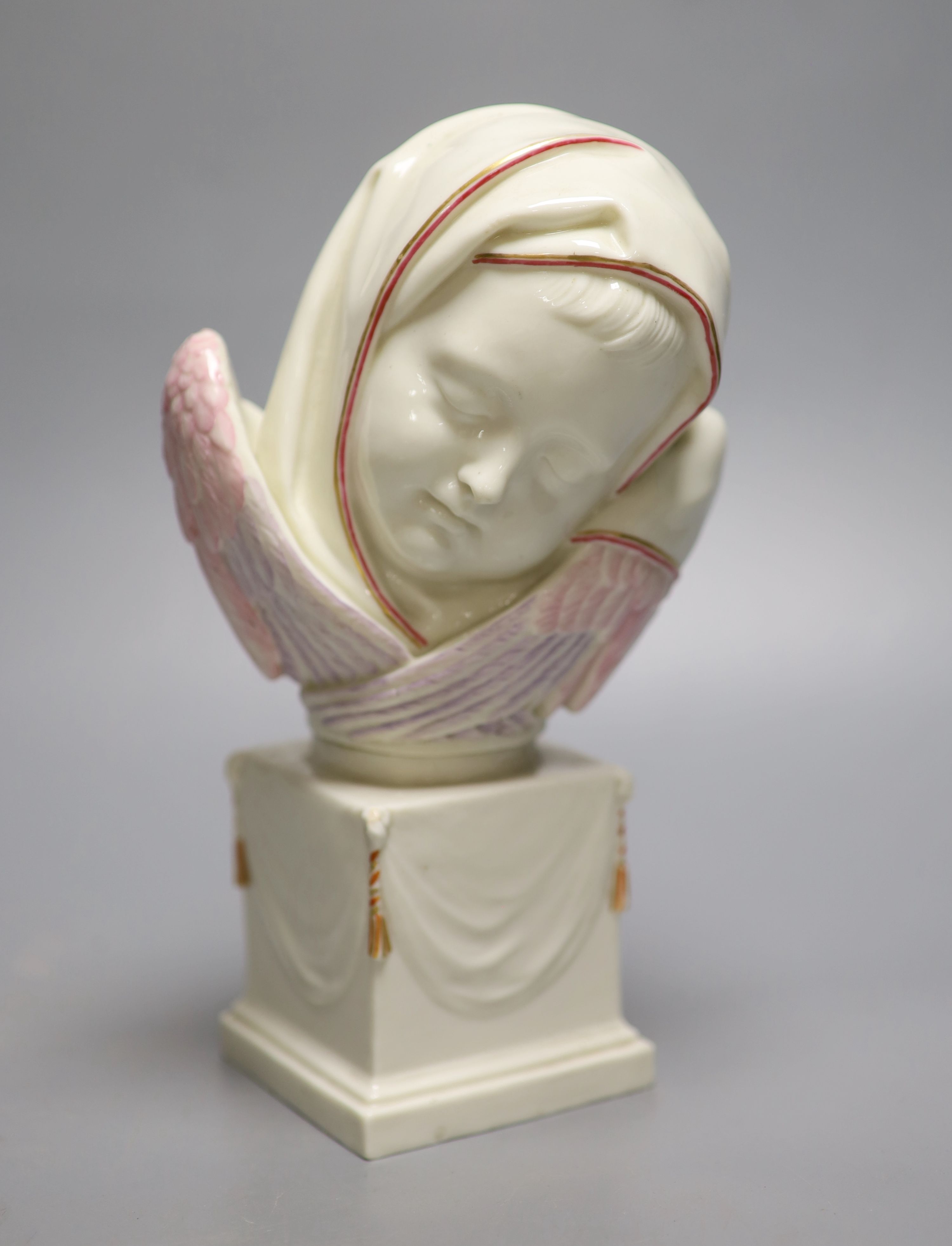 A Copeland bust of a young winged girl, height 22cm
